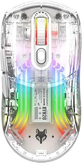 Compare Bluetooth Wireless Mouse, Transparent RGB Mechanical Dual Mode Gaming Mouse, A MustHave Cool USB Computer Mouse for Gaming and Esports, White at KSA Price
