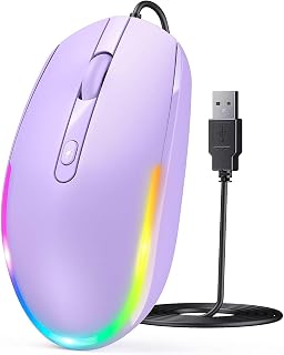 Compare seenda Wired Mouse, RGB Backlit 1600 DPI Corded Mouse for LaptopPC, Purple at KSA Price