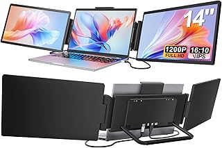 Compare Laptop Screen Extender, 14" 1200P FHD IPS Triple Portable Monitor 16:10 for 13.3"16" Laptops, TypeCHDMI Plug & Play Extended Monitor for MacWinsAndroidChrome at KSA Price