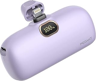 Compare PEGANT 5000mAh Mini Power Bank with 18W PD3.0 Fast Charging, Compact and Portable Charger Small External Powerbank Battery, Compatible with iPhone, iPad, AirPods, MacBook Purple at KSA Price