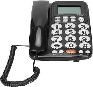Compare Large Buttons Desk Telephone Tilt Display Corded Landline for Home Hotel, ABS Material at KSA Price