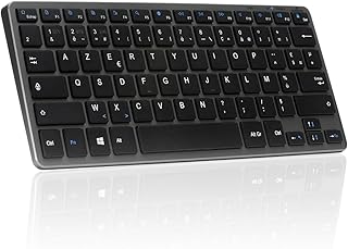Compare Bluestork  Wireless Bluetooth Keyboard, Mini French Azerty Keyboard, Silent Lightweight Keyboard, 90h Battery Life Bluetooth Keyboard, USB C Rechargeable, 14 Multimedia Shortcuts  Black  New at KSA Price