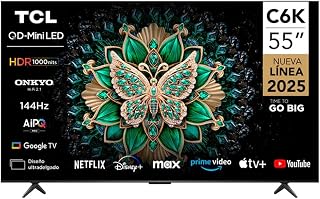 Compare TCL 55 Inch QLEDMiniLED TV Smart Google TV, 4K Resolution, Dolby Vision Atmos, 144Hz, ONKYO 2.1 HiFi System, Dolby Vision HDR, Ultra Slim Design – 55C6K 2025 Model at KSA Price