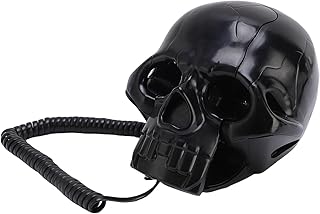 Compare Skull Landline Telephone, Unique Vibrant Design HD Sound Quality Multifunctional Corded Desk Phone, with Quick Disconnection Dialing Redialing Black at KSA Price