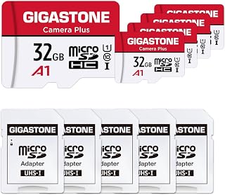 Compare GIGASTONE 32GB Micro SD Card 5Pack, MicroSDHC Memory Cards for Security Cameras, Wyze Cam, Roku, Full HD Video Recording, UHSI U1 A1 Class 10, up to 90MBs, with Adapter at KSA Price