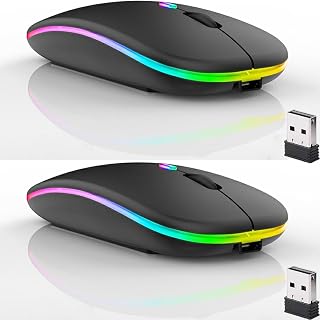 Compare Guiheng Wireless Bluetooth Mouse,LED Dual Mode Rechargeable Silent Slim Laptop Mouse,PortableBT5.2+USB Receiver Dual Mode Computer Mice,for Laptop,Desktop Computer,ipad Tablet,Phone,TV Black at KSA Price