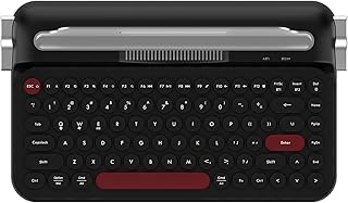 Compare Ajazz AF84 Wireless Typewriter Keyboard, Bluetooth2.4G DualMode Connection, Cute Retro Aesthetic Design with Integrated Stand for Tablet, Phone, PC and WinMacAndroid Black at KSA Price