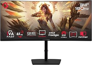 Compare GAMEON 34Inch Curved WQHD 2K Gaming Monitor – 180 Hz, 0.5 ms MPRT, Fast VA Panel 1500R, HDR10, HDMI 2.1, FreeSync & G‑Sync Compatible – Computer Monitor for PC & PS5  Black at KSA Price