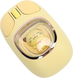 Compare Jiawu Cute Bluetooth Wireless Mouse, Silent Clicks, Lovely Doll Mice with RGB Backlit, 2.4 G and BT5.0BT3.0 Connection, Rechargeable Computer Mouse for Laptops, Tablets, PC Yellow at KSA Price