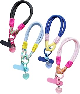 Compare Phone Lanyard, 4 Colorful Braided Love Pattern Phone Wristbands, Adjustable With Lanyard Keychain For Airpods For iPhone Wristbands, For Phone Cases, Camera Wristbands,Cell Phone Wristbands, Keychains at KSA Price