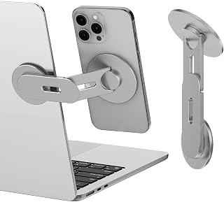 Compare CloudValley Magnetic Laptop Phone Holder, 360° Rotating Mount Compatible with iPhone MagSafe and All Phones, MacBook, PC Monitor, Screen Stand for Tesla, Portable Accessory, Grey at KSA Price
