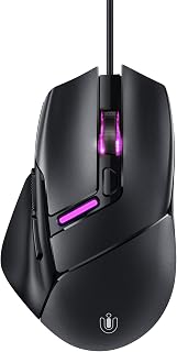 Compare Uineer Mouse with Cord, Ergonomic Design, Up to 7200 DPI Adjustable with 6 Buttons, Computer Mouse for Laptop, Plug & Play, Matte Black at KSA Price
