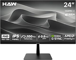 Compare HAW F24IPX 24 Inch Gaming Monitor, FHD 1920×1080 Fast IPS Display, 100Hz Refresh Rate, 0.5ms MPRT, GSync & FreeSync Compatible, BuiltIn Speakers, Flat Screen, PC & Console Ready  Black at KSA Price
