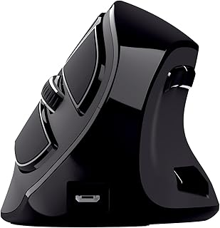Compare Trust Voxx Vertical Ergonomic Mouse, Rechargeable Wireless Mouse, Bluetooth or 2.4 GHz, 12002400 DPI, 9 Buttons, LED Display, Programmable Buttons, for PC, Computer, Mac, Laptop, Chromebook  Black at KSA Price