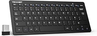 Compare TECKNET 2.4G Wireless Keyboard For WindowsChrome OS, UK Layout Compact Mini Keyboards, Small Silent WhisperQuiet Keyboard with 12 months Battery Life Dark Black at KSA Price