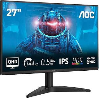 Compare AOC Q27B36X Monitor 27 inch WQHD 144Hz, IPS Panel, MPRT 0.5ms, Adaptive Sync, HDR10, 2560 x 1440 HDMI 1 x 2.0 DP 1.4 Black at KSA Price