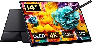 Compare 14" OLED 4K Portable Monitor, UHD Touch Screen 3840x2400p 100�IP3 100000:1, USBC HDMI, with Stand and Case for Mac PC Laptop at KSA Price