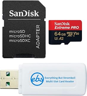 Compare SanDisk 64GB Extreme PRO microSD Memory Card with Adapter Compatible with DJI Air 3S, Air 3 Drone and OSMO Action 4 SDSQXCU064GGN6MA Bundle with 1 Everything But Stromboli MicroSD & SD Card Reader at KSA Price