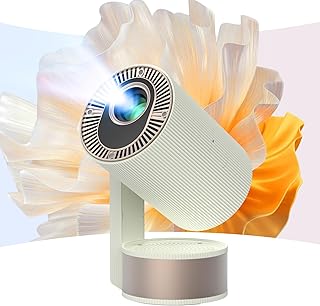 Compare Projector with WiFi and Bluetooth, Support 1080P 4K, 270°Rotatable Portable Projector with Autofocus and Auto Keystone, Home Projector with HIFI Stereo Sound for TV Stick, Laptop, PC, Phone White at KSA Price