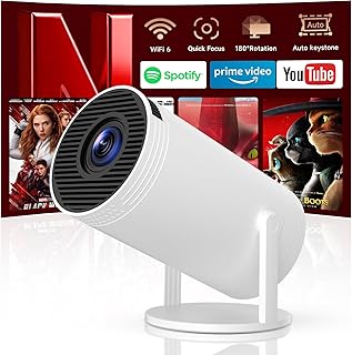 Compare Mini Projector with WiFi 6 and Smart TV OS, Portable Projector 4K support, Home bedroom video projector, Bluetooth & Auto Vertical Keystone 180°Rotatable ProyectorBuiltin App S100 at KSA Price