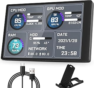 Compare Goshyda PC CPU Data Monitor, 5 Inch IPS USB Mini Screen Computer Sensor Panel Display Temperature Monitor for AIDA64 PC CPU RAM Data Monitor, Only Support for System at KSA Price