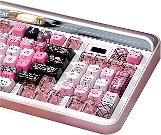 Compare 26 Keys PC Transparent Personalized Keycaps, Mao Profile Cute Black Pink Cat Transparent Keycap for DIY Cherry MX Swithes Mechanical Keyboards at KSA Price