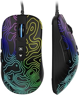 Compare Womier Wired Gaming Mouse, 12800 DPI RGB Computer Mouse Topographic with 7 Programmable Buttons & 7 Backlit Modes, Software Supports DIY Black Gamer Mouse for Laptop PC Mac Windows G706 at KSA Price