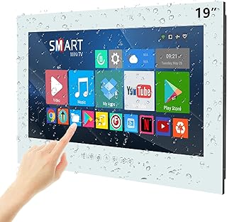 Compare Haocrown 19inch Touchscreen Bathroom TV Smart LED Television IP66 Waterproof with Android 9.0 System Builtin Freeview HD Tuner Bluetooth WiFi Waterproof Speakers2022 Model,White at KSA Price