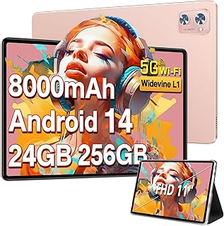 Compare Tablet 11 inch Android 14 Tablets, 24GB RAM 256GB ROM 1TB Expand, Octacore 8000mAh Battery Tablet PC with 13MP Camera, IPS HD Touchscreen, 5G WiFi, Widevine L1, Bluetooth 5.0, GPS  Rose Goldpink at KSA Price
