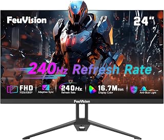 Compare FeuVision 24 inch Gaming Monitor 240Hz, FHD 1080p, VA Panel, 2ms Response Time, Adaptive sync, PC Computer Monitor, 3Sided Frameless, Ultra Slim, 99% sRGB, Bluelight Filter, HDMI & DP Ports,Black at KSA Price
