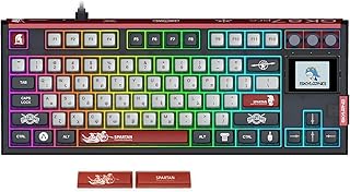 Compare Glacier Skyloong GK87 Pro TKL Layout WirelessWired Detachable USBC Hot Swap Mechanical Keyboard wHot Swap Display Screen and Knobs, Split Space Bar Compatible Spartan, wStandard Cable at KSA Price