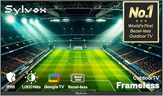 Compare SYLVOX 43Inch Outdoor TV for Patio & Backyard, UltraNarrow Bezel, Upgraded IP56 Waterproof, Google TV OS wAI Wallpaper, Dolby Atmos, 1000 Nits Brightness for Partial Sun Frameless, 2026 at KSA Price