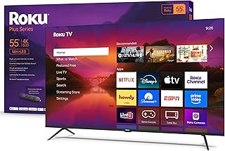 Compare Roku Smart TV 2025 – 55Inch Plus Series, MiniLED TV – RokuTV with Enhanced Voice Remote – Flat Screen 4K QLED Television with Dolby Vision & WiFi for Streaming Live Local News, Sports at KSA Price