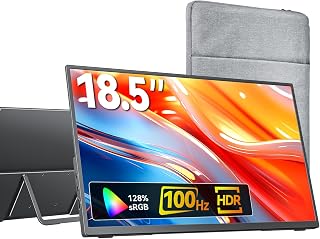 Compare kksmart Portable Monitor 18.5 inch 1080P FHD 128% sRGB 100Hz, Portable Screen for Laptop MacBook Surface PC Xbox PS5, HDMI Dual USBC VESA Compatible Builtin Speaker, with Kickstand at KSA Price