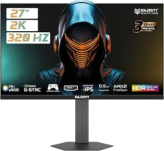 Compare Majesty 27 Inch 2K QHD Gaming Monitor | IPS | 320Hz | 0.5ms | HDR400 | 10Bit | 141% sRGB | GSYNC & FreeSync | AI | Builtin Speakers | HDMI 2.1 & DP | VESA | Flexible Stand at KSA Price