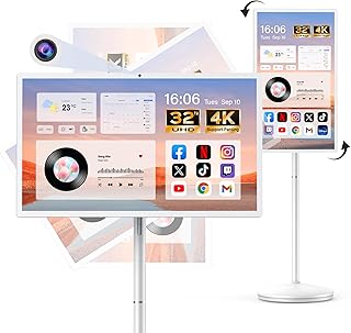 Compare 32" Smart Portable TV, UHD Touch Screen with Swivel Rotation, 16GB RAM+128GB Storage, Powerful Qualcomm Snapdragon CPU, Android 14 EDLA Certified, 6–10 Hours of Use, Remote Control & 8MP Camera at KSA Price