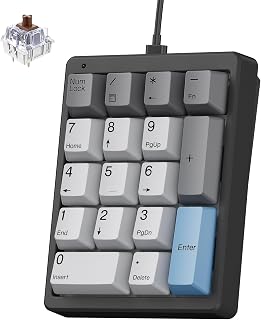 Compare Kisnt Mechanical Number Pad,Hot Swappable Numpad Wired USB 17 Keys Keypad White Backlit Numeric Keypad with PBT Keycaps for Laptop PC Compact Keyboards Black, Brown Switch at KSA Price