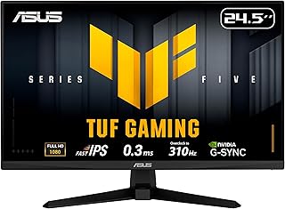 Compare ASUS VG259QM5A Gaming Monitor – 24.5inch Full HD FastIPS panel, 240Hz, 0.3ms, GSYNC® compatible AMD FreeSync™ Premium, ELMB SYNC, 99% sRGB, DisplayWidget Center AI at KSA Price