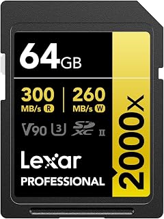 Compare Lexar Professional 2000x SD Card 64GB, SDXC UHSII Memory Card, Up to 300MBs Read, for DSLR, CinemaQuality Video Cameras LSD2000064GBNNAG at KSA Price