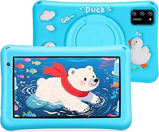 Compare Children's Tablet 7 Inches, Android 13, 8 GB RAM 64 GB ROM, OctaCore Touch Tablet, 5 MP+8 MP HD Camera, Parental Control, AntiShock Silicone Case, Children Blue at KSA Price