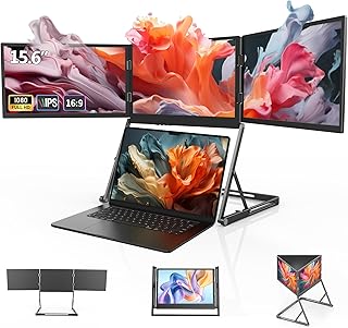 Compare Laptop Screen Extender, 15.6" FHD 1080P IPS Portable Foldable Triple Monitor, Laptop Monitor Extender, HDMIUSBC Plug n Play for Windows, Mac, Android,with Protective Sleeve at KSA Price