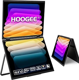 Compare Portable Monitor 15.6 Inch Dual Portable Monitor Stacked 360° Folding, Mobile Monitor 1080P HDR with Stand & VESA for Laptop PC Phone Game Console at KSA Price