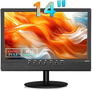Compare 14 inch Flat Screen TV,Small TV with Digital ATSC Tuner,Antenna,Remote and HDMIUSB Ports,12 Volt Charger Cable for CarKitchen at KSA Price