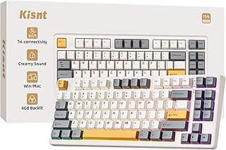 Compare Wireless Mechanical Keyboard, 75% 85 Keys Customized Hot Swappable Compact Gaming Keyboard with Bluetooth2.4GHzUSBC, Creamy Sound Board, RGB Backlit for WinMac at KSA Price
