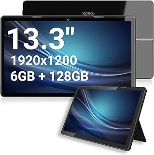 Compare Xoro 13.3 Inch MegaPAD 1333 Pro Tablet PC with FullHD IPS Display, Android 13, 10,000 mAh Battery, 2.0GHz 64Bit OctaCore CPU, 6GB RAM, 128GB Flash, 5G WiFi, Bluetooth, Card Reader, 5MP Camera, USBC at KSA Price