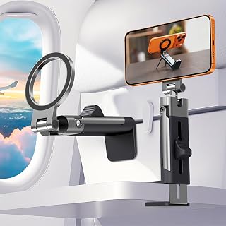 Compare Phone Stand, Foldable and Portable Phone Holder, Magnetic Handsfree Phones Stand for Seat Tray Desk, 360° Swivel Universal in Airplane Gadgets Fit for iPhone 17161514 Pro Max, Travel Essentials at KSA Price