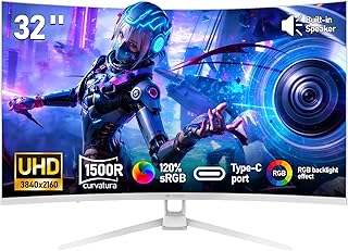 Compare CRUA 32 inch 4K 60Hz Curved Gaming Monitor UHD3840x2160 Display Screen at KSA Price