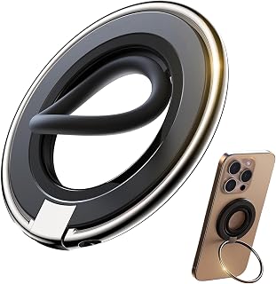 Compare for MagSafe Ring Phone Grip with Durable Silicone, مسكة ماج سيف, Magnetic Phone Ring Holder Stand for Wireless Charging for iPhone 17 16 15 14 13ProMax and All Other Smartphones Black at KSA Price