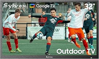 Compare SYLVOX 32 Inch Outdoor TV, 1080P Full HD Smart TV with 1500 Nit High Brightness Sunlight Readable Display, IP55 Waterproof for Full Sun Outdoor Use, Builtin Google Cast, Voice Remote 2025, Pool SE at KSA Price