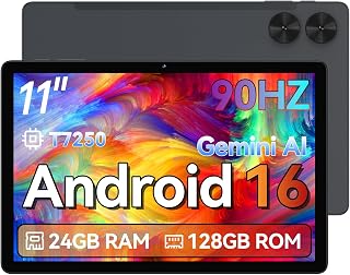 Compare Tablet, Android 16 Tablet 11 Inch 90Hz Display 24GB + 128GB T7250 Octacore Dual Camera 1280x800 HD 7000mAh WiFi 6.BT 5.4 24GB 4+20 RAM 128GB ROM Support 1TB Expansion Widevine L1 GPS13MPGMSOTG at KSA Price